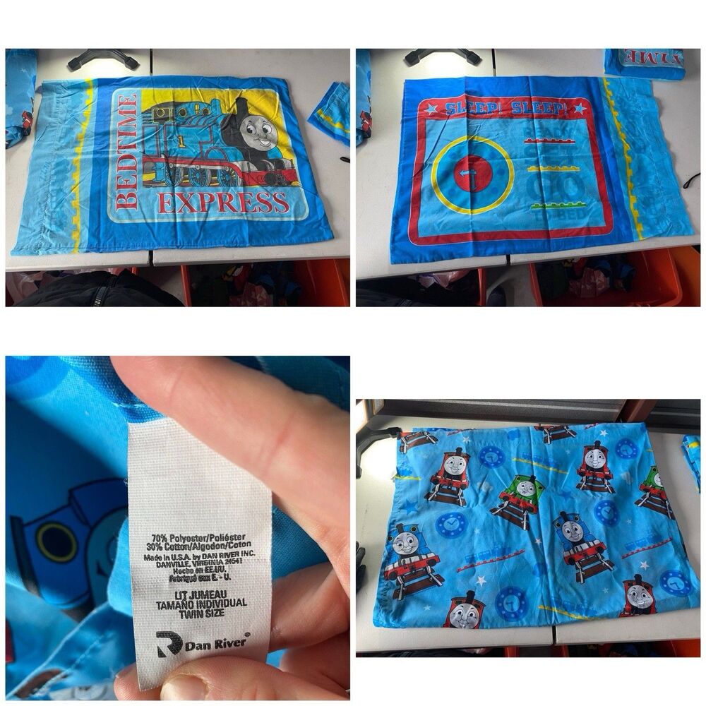 Vintage Thomas & Friends Bedtime Express 3-Pc Twin Flat Sheet + 2 Pillowcases